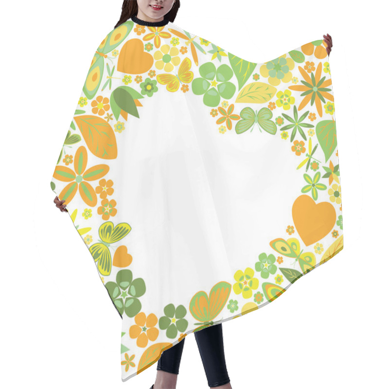 Personality  Holiday Heart With Flowers And Butterflies Hair Cutting Cape