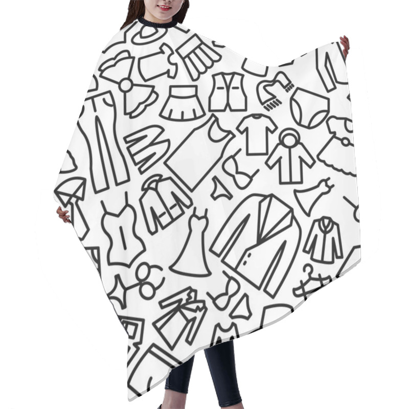 Personality  Fashion Hand Drawn Sketchy Outline Seamless Icon Pattern Hair Cutting Cape