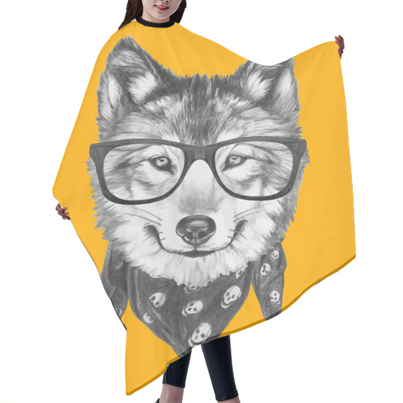 Personality  Original Wolf With Glasses Hair Cutting Cape