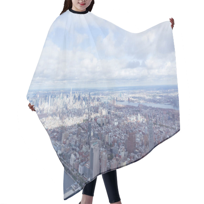 Personality  Aerial View Of New York City Skyscrapers And Cloudy Sky, Usa Hair Cutting Cape