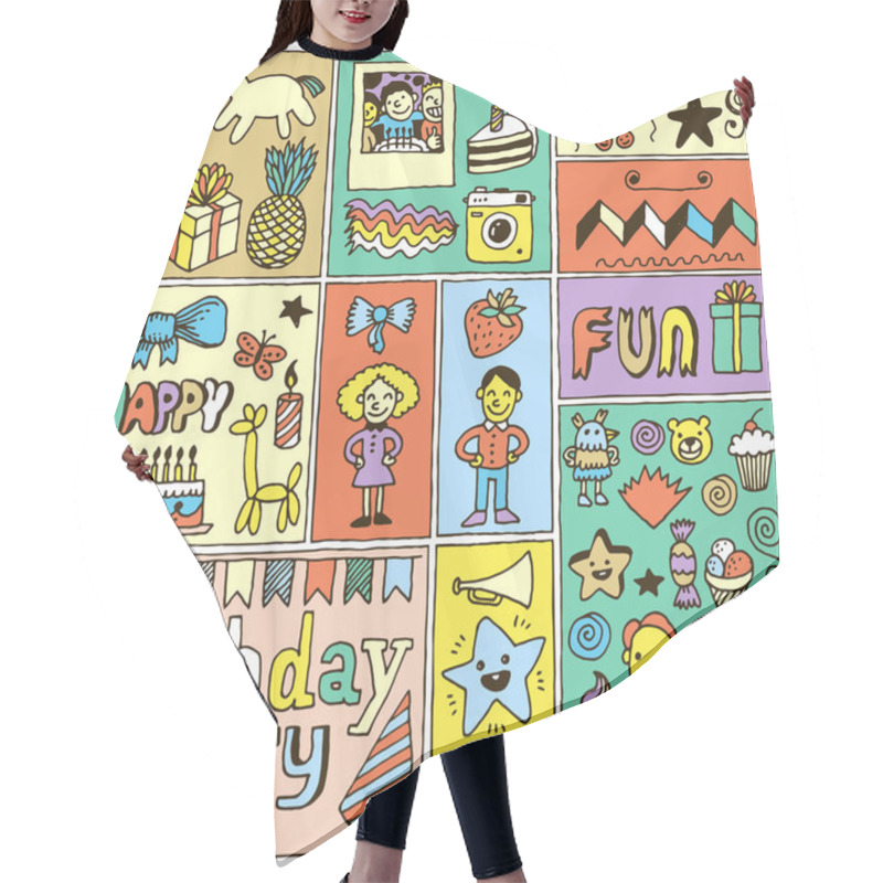 Personality  Happy Birthday Banner Cards Set Hair Cutting Cape