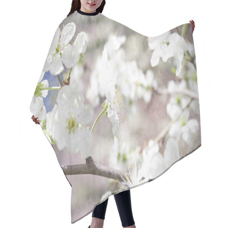 Personality  Beautiful Closeup Spring Blossoming Tree Hair Cutting Cape