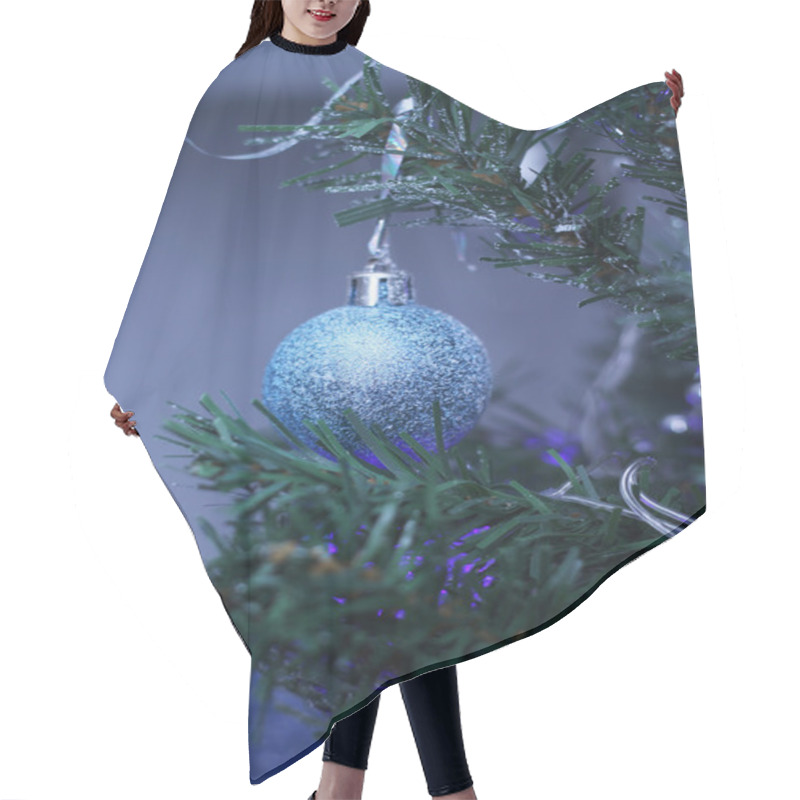 Personality  Blue Bauble On Christmas Tree Hair Cutting Cape