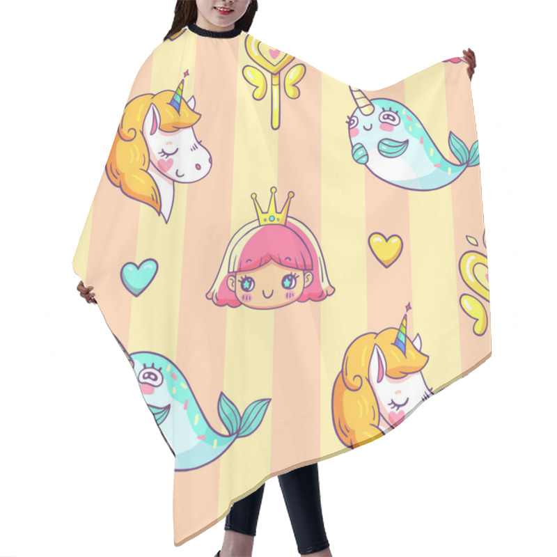 Personality  Fairytale Seamless Pattern For Girls Hair Cutting Cape