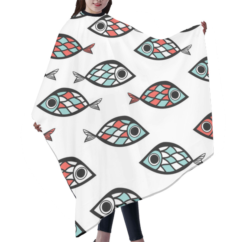 Personality  Fish Pattern In Abstract Style Hair Cutting Cape