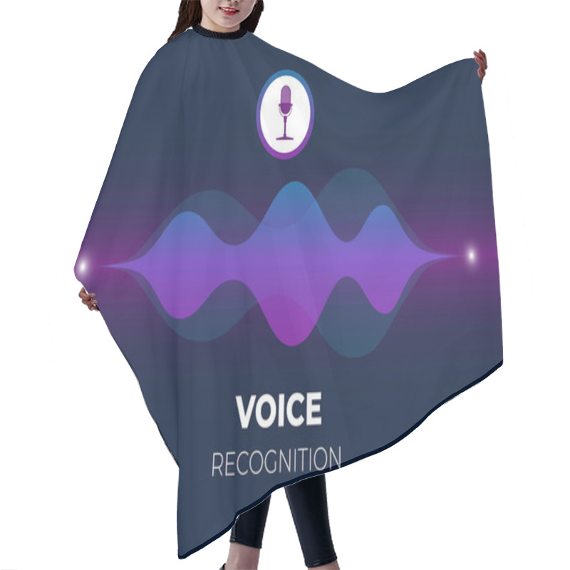 Personality  Personal Assistant And Voice Recognition Concept. Microphone Button With Bright Gradient Sound Waves. Soundwave Intelligent Technologies Flat Vector Illustration Hair Cutting Cape