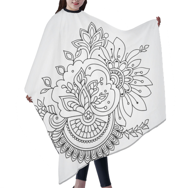 Personality  A Hand Drawn Illustration Floral Ornament With Flowers And Leaves Hair Cutting Cape