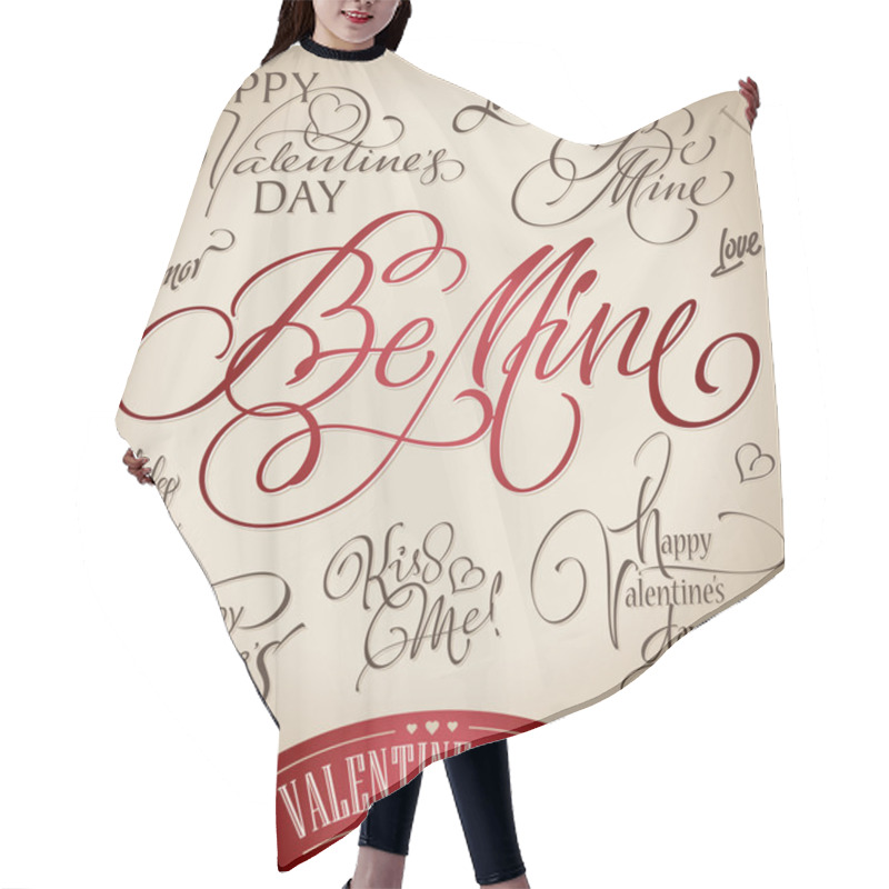 Personality  Valentine's Hand Lettering Set (vector) Hair Cutting Cape