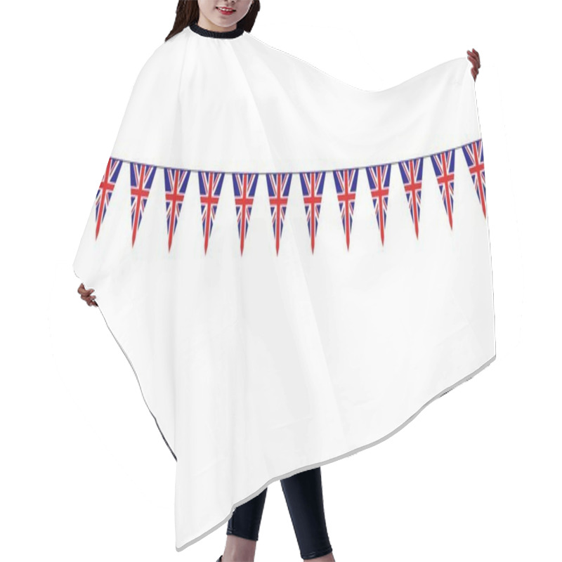 Personality  Garland With British Pennants On A White Background Hair Cutting Cape