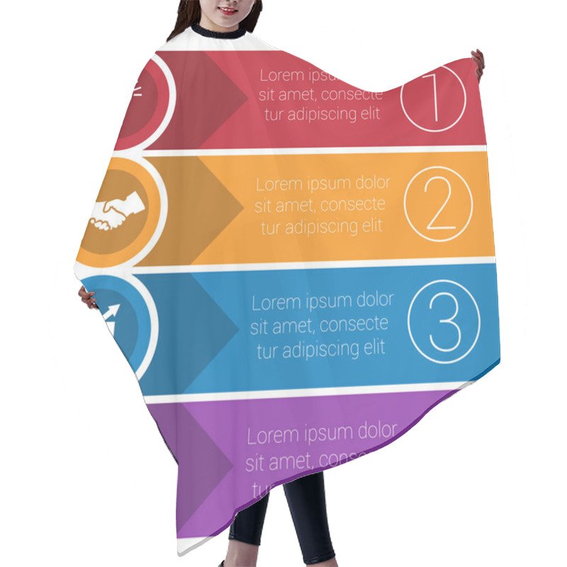 Personality  Templates Infographics From Strips For Four Positions. Hair Cutting Cape