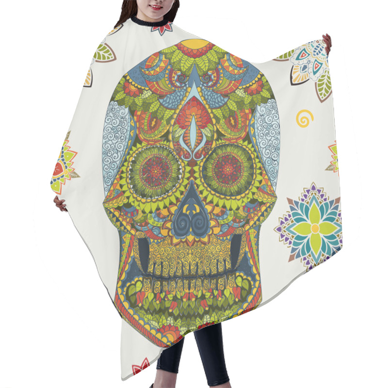 Personality  Hand Drawn Human Skull Hair Cutting Cape