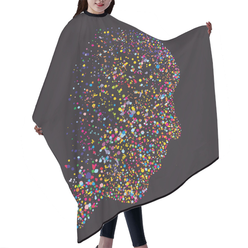 Personality  Grunge Abstract Human Head Silhouette, Made Of Colourful Dots Hair Cutting Cape