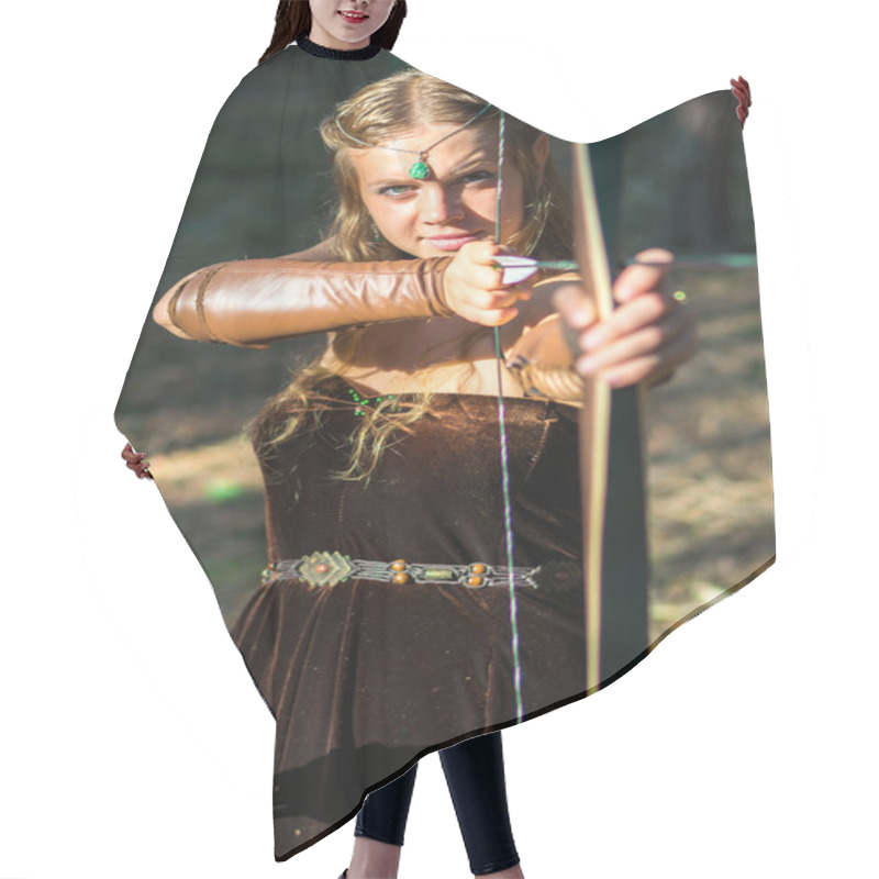 Personality  Young Lady Elf With A Long Bow Hair Cutting Cape