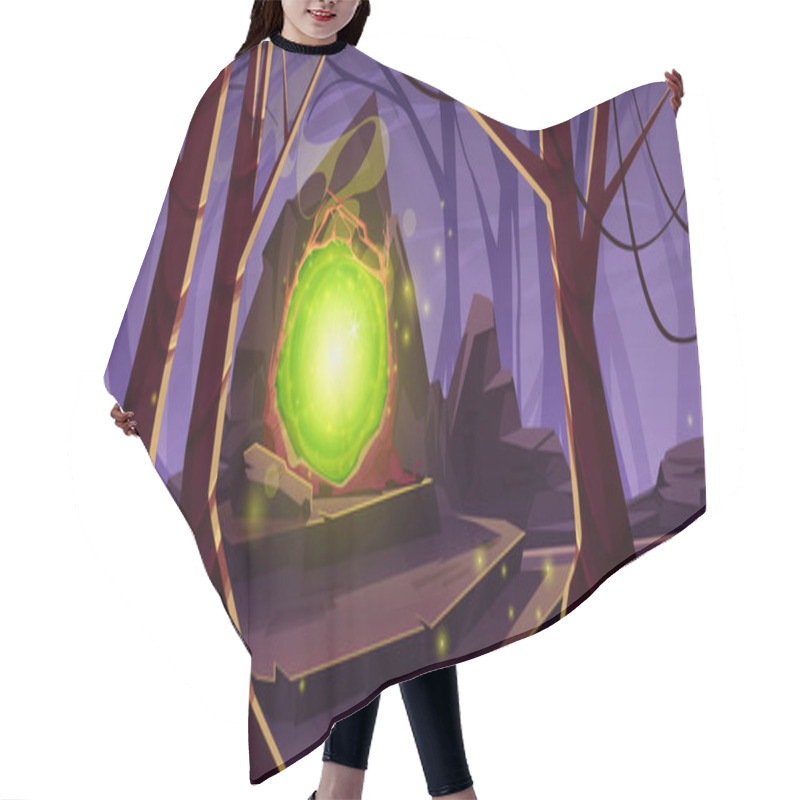 Personality  Magic Portal In Forest On Top Of Stone Stairs Hair Cutting Cape