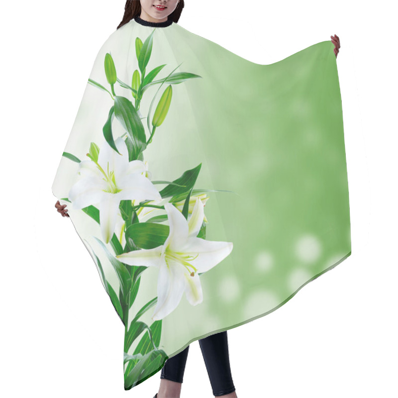 Personality  Beautiful White Lily Flowers Hair Cutting Cape