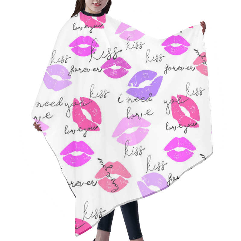 Personality  Kiss Lipstick Pattern Hair Cutting Cape