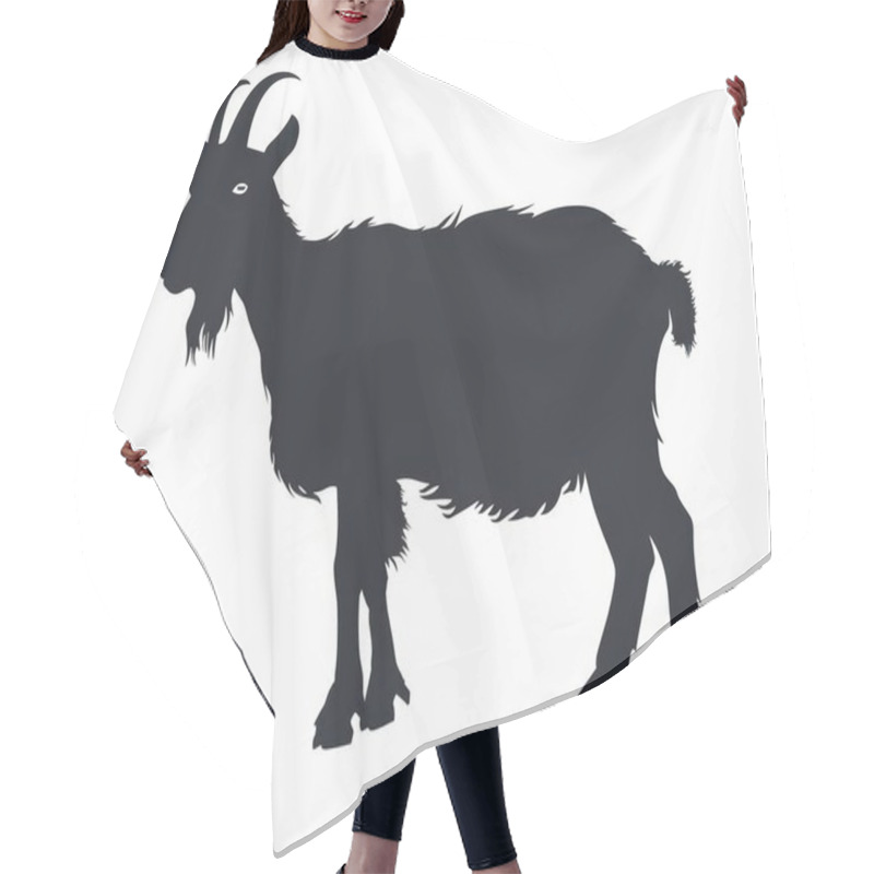 Personality  A Striking Silhouette Of A Goat Showcasing Its Distinctive Features Against A Plain Background. Hair Cutting Cape