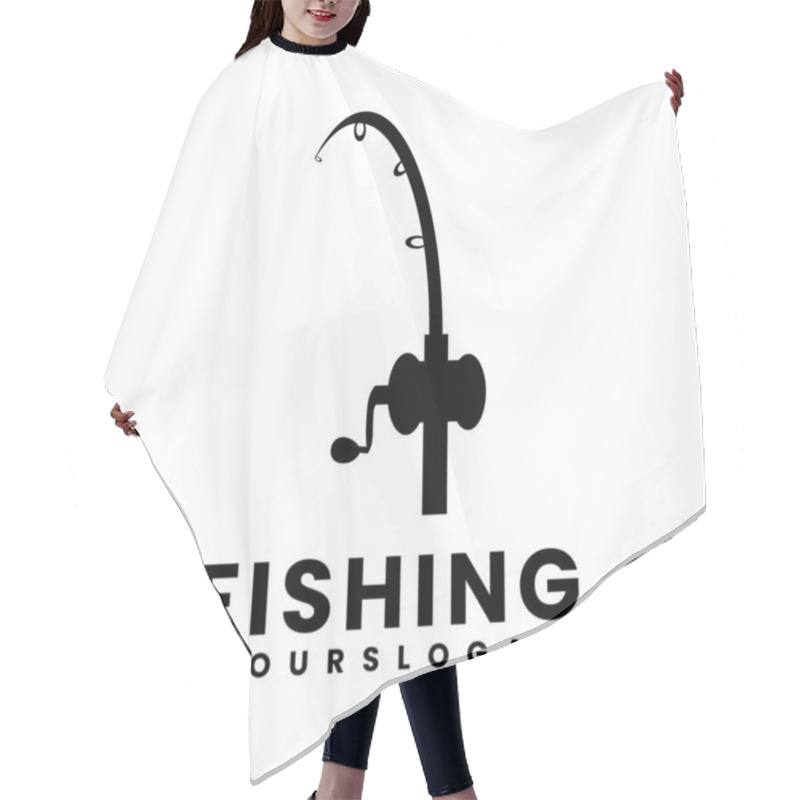 Personality  Fishing Logo Design Template Hair Cutting Cape