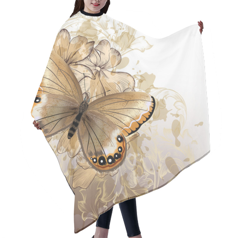 Personality  Cute Stylish Floral Background With Butterfly Hair Cutting Cape