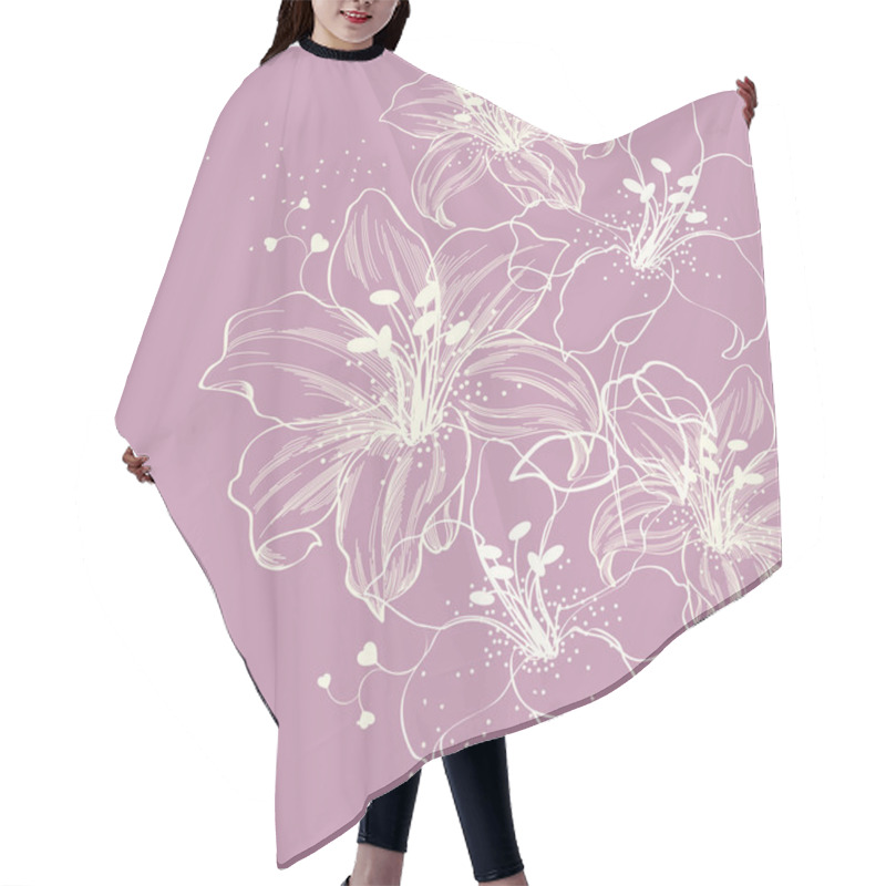 Personality  Floral Background With Blooming Lilies Hair Cutting Cape