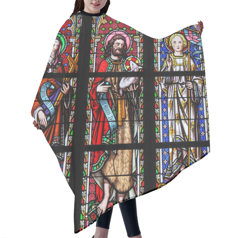 Personality  Stained Glass In Brussels Sablon Church - Saints Colette, John T Hair Cutting Cape