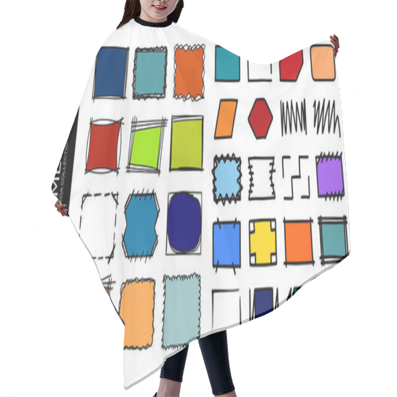 Personality  Hand Drawn Sketch Doodle Frames, Borders, Square And Rectangle Shapes For Text Hair Cutting Cape