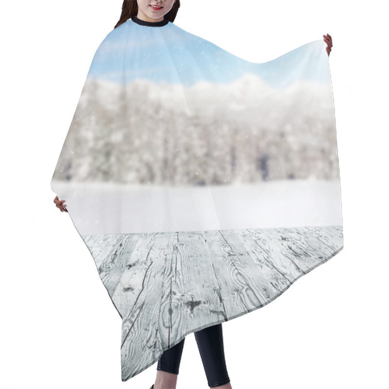 Personality  Winter Scenery With Wooden Planks Hair Cutting Cape