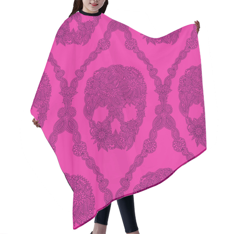 Personality  Pink Skulls Damask Pattern Hair Cutting Cape