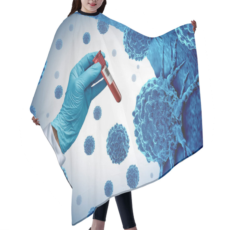 Personality  Multi Cancer Blood Test And Screening For Early Detection Of Cancers And Malignant Cells As Carcinogens And Genetics With A Cancerous Cell As An Immunotherapy Symbol And Medical Therapy Diagnosis As A 3D Illustration. Hair Cutting Cape