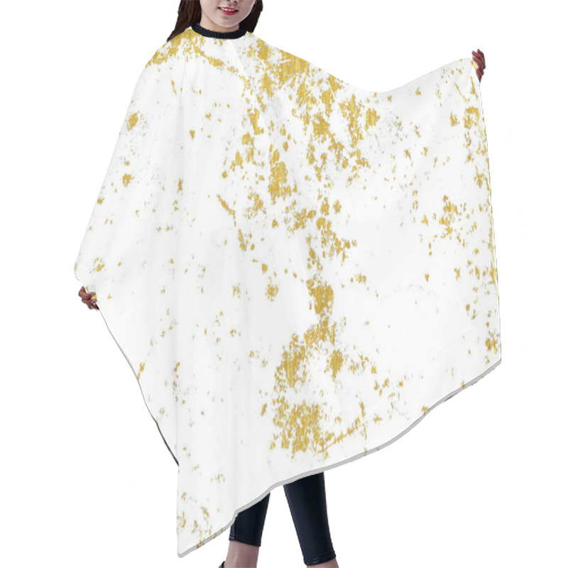 Personality  Gold Splashes Texture. Brush Stroke Design Element. Grunge Golden Background Pattern Of Cracks, Scuffs, Chips, Stains, Ink Spots, Lines Hair Cutting Cape