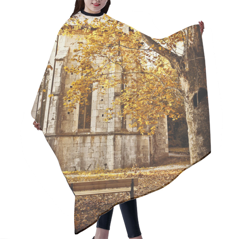 Personality  Ancient Abbey With Autumnal Leaves Hair Cutting Cape