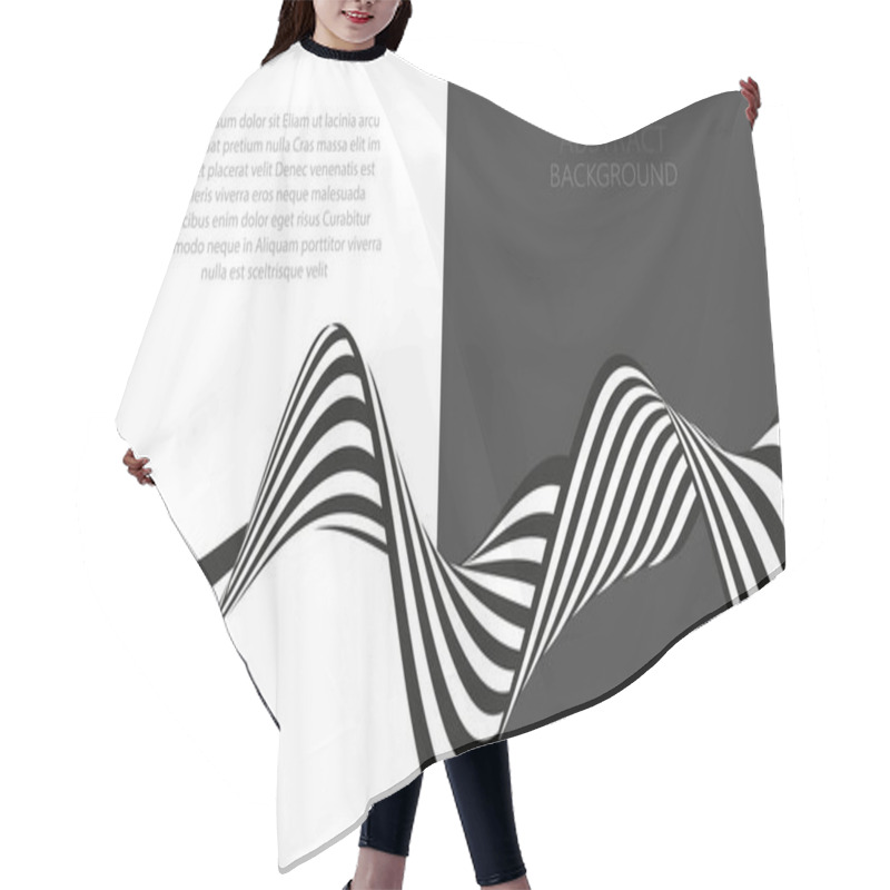 Personality  Striped Black And White Ribbon Horizontally Twisted On A White Background Hair Cutting Cape