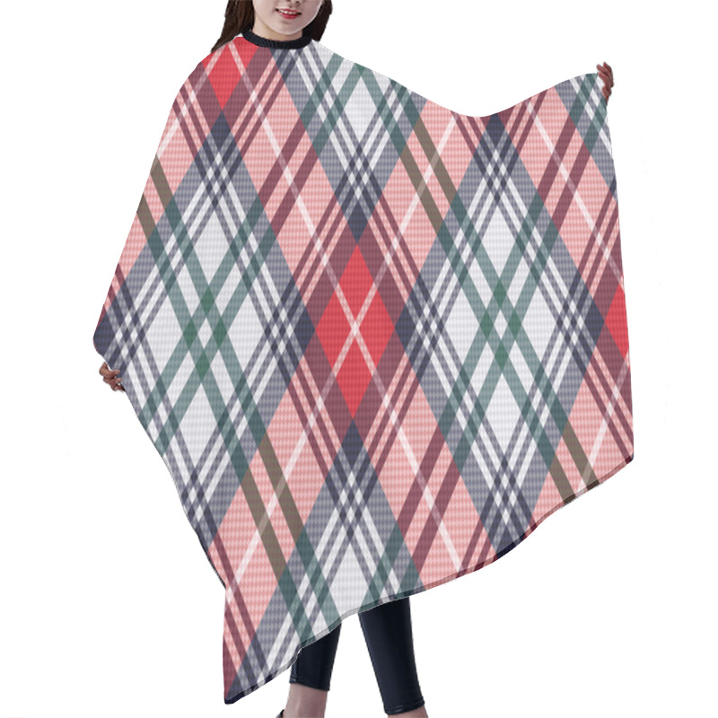 Personality  Rhombic Tartan Seamless Texture In Red And Light Grey Hues Hair Cutting Cape