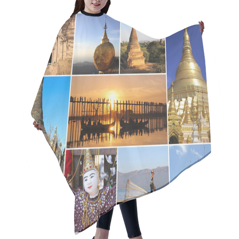 Personality  Myanmar - Landmark Collage Hair Cutting Cape