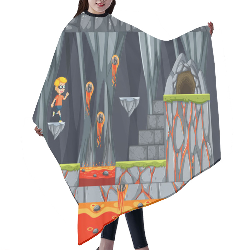 Personality  A Boy In Lava Game Scene Illustration Hair Cutting Cape