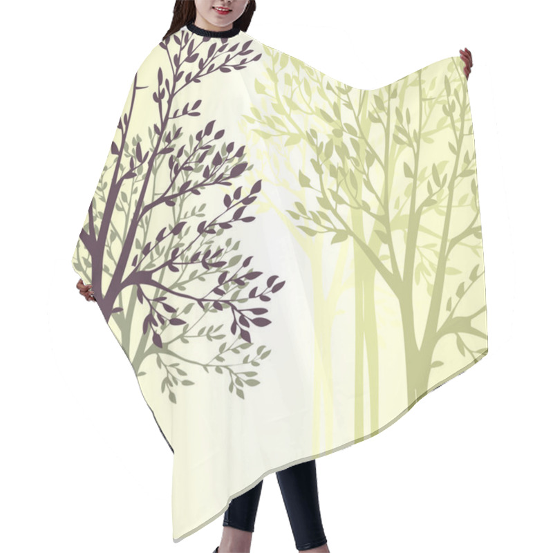 Personality  Vector Background With Spring Trees Hair Cutting Cape