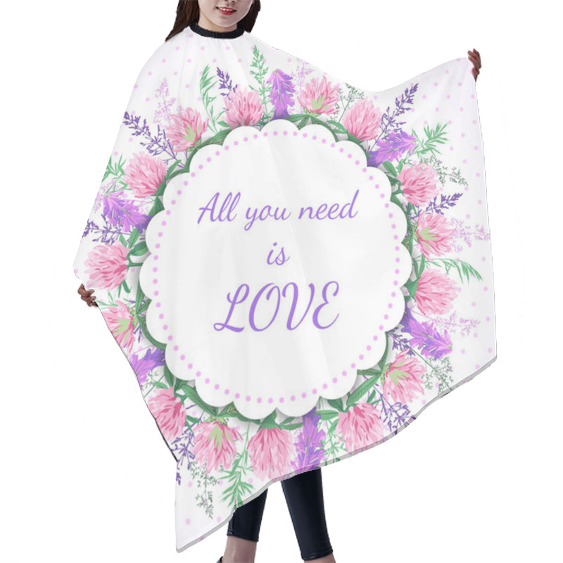 Personality  Card With Wildflowers Wreath. Hair Cutting Cape