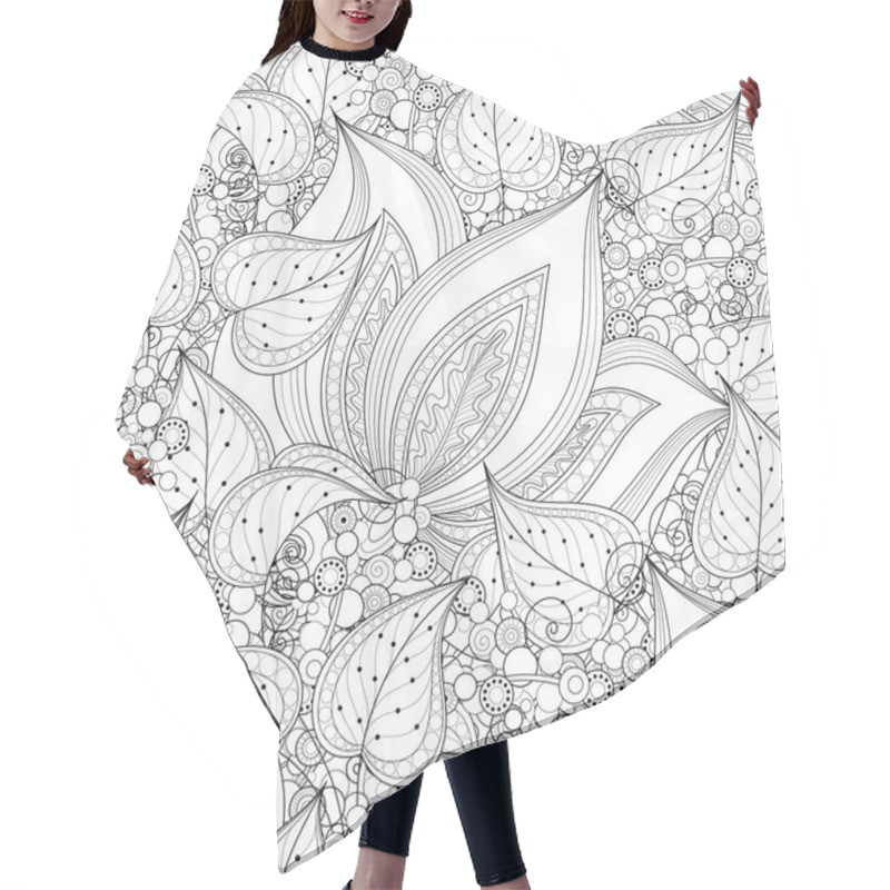 Personality  Seamless Monochrome Floral Pattern Hair Cutting Cape