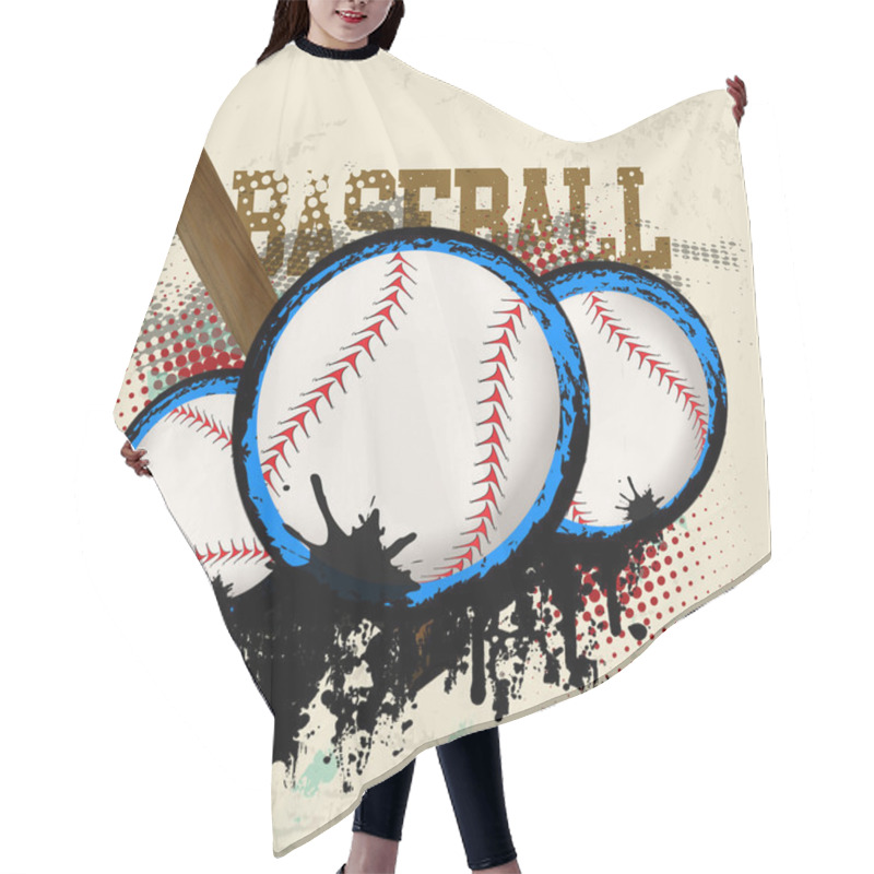 Personality  Baseballs And Baseball Bat Poster Hair Cutting Cape