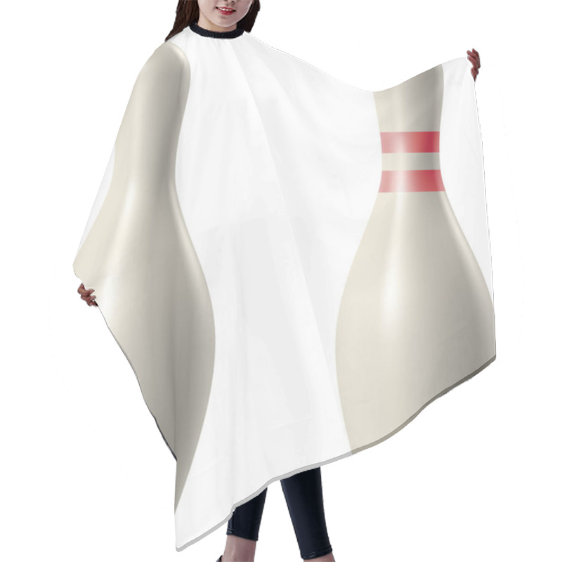 Personality  Bowling Pin Set Isolated On White Background Hair Cutting Cape