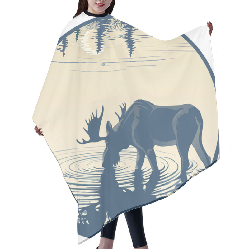 Personality  Elk In The Drinking Water Hair Cutting Cape