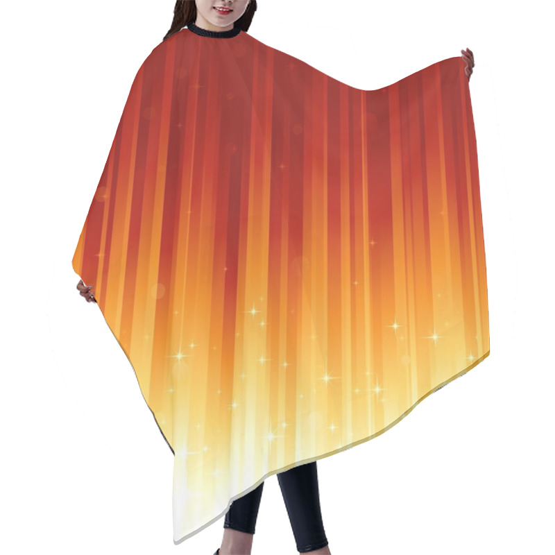 Personality  Stars And Defocused Light Dots On Red Golden Vertically Striped Background Hair Cutting Cape