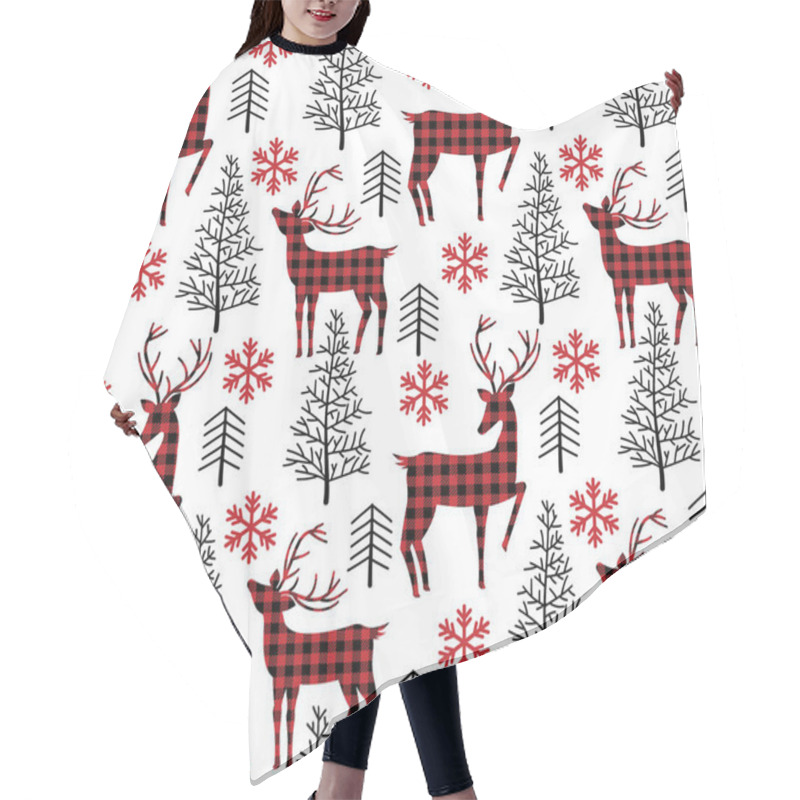 Personality  Christmas And New Year Pattern At Buffalo Plaid. Festive Background For Design And Print Esp Hair Cutting Cape