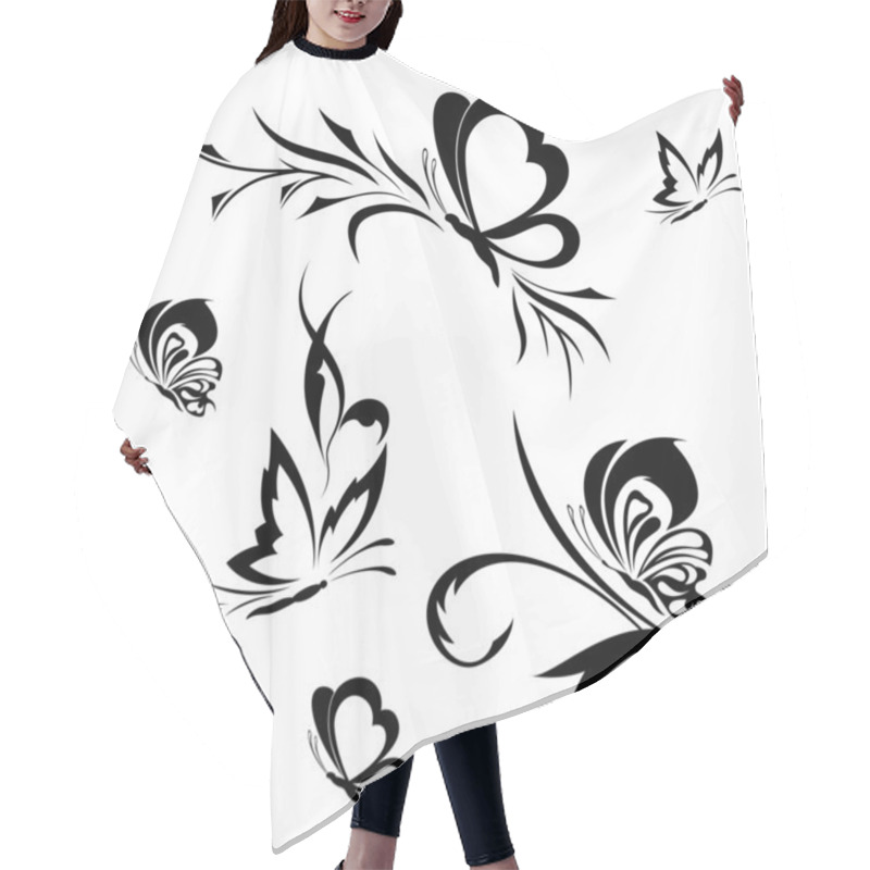 Personality  Butterflies With A Flower Pattern Hair Cutting Cape