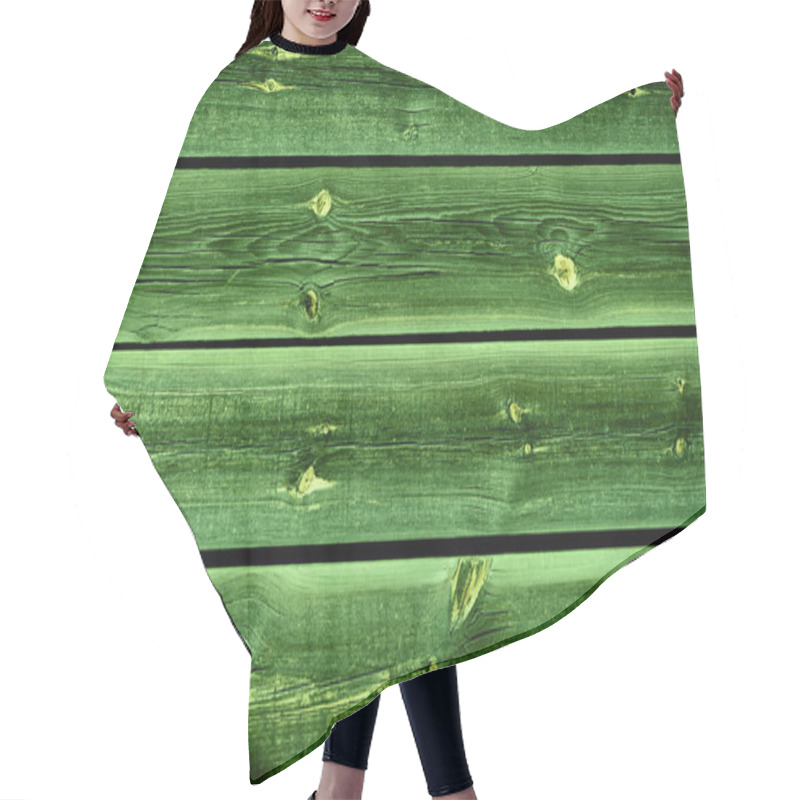 Personality  Green Wood Horizontal Slats Wall Hair Cutting Cape