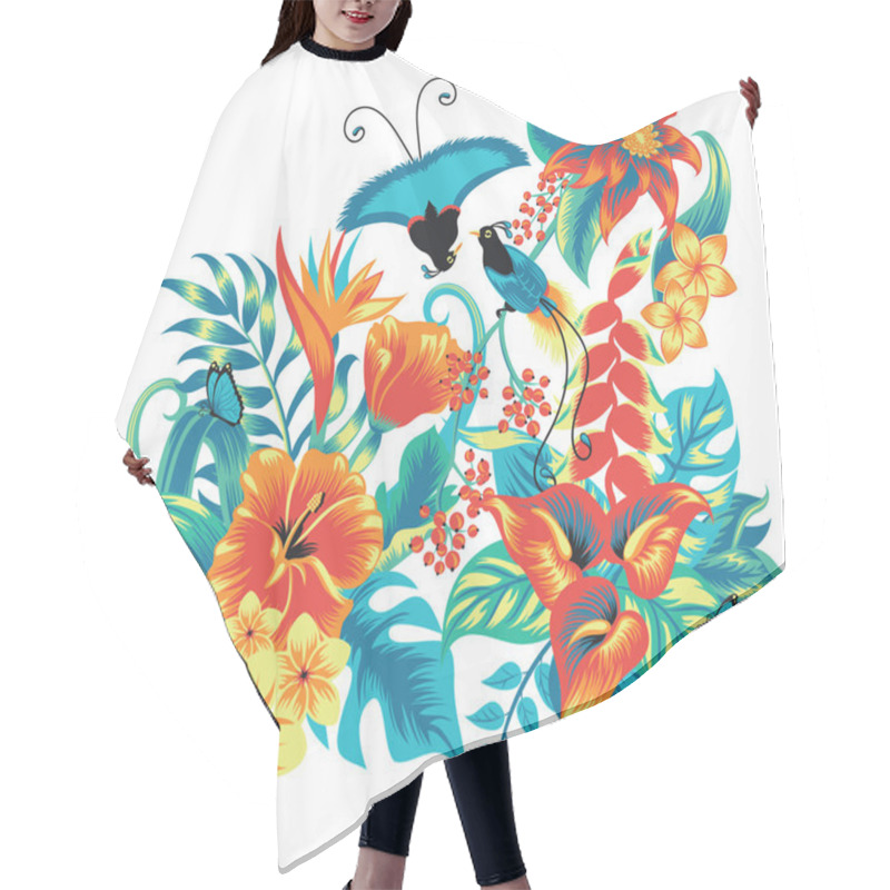 Personality  Tropical Pattern With Birds. Hair Cutting Cape