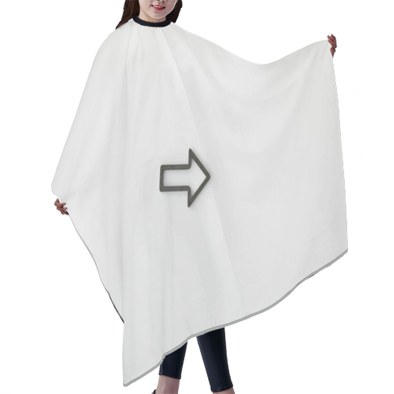 Personality  Top View Of Black Horizontal Frame Pointer On Grey Background Hair Cutting Cape