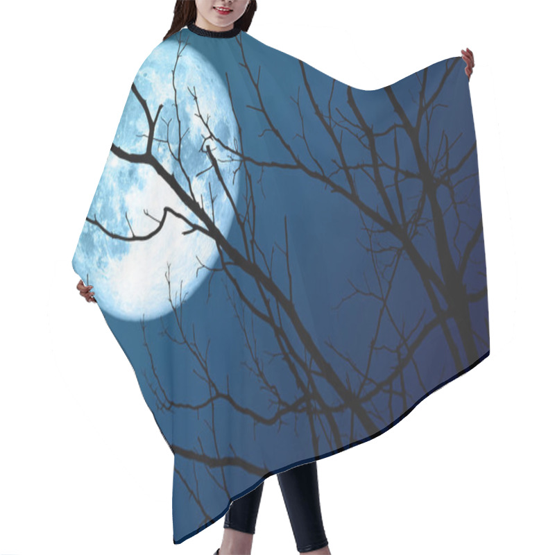 Personality  Full Blue Moon Floats On The Sky In The Shadow Of The Hands Of Dried Branches, Elements Of This Image Furnished By NASA Hair Cutting Cape