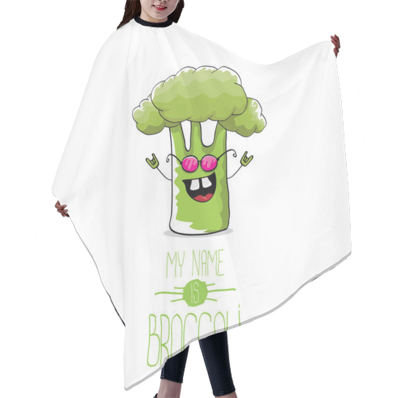 Personality  Vector Funny Cartoon Cute Green Broccoli Character Hair Cutting Cape