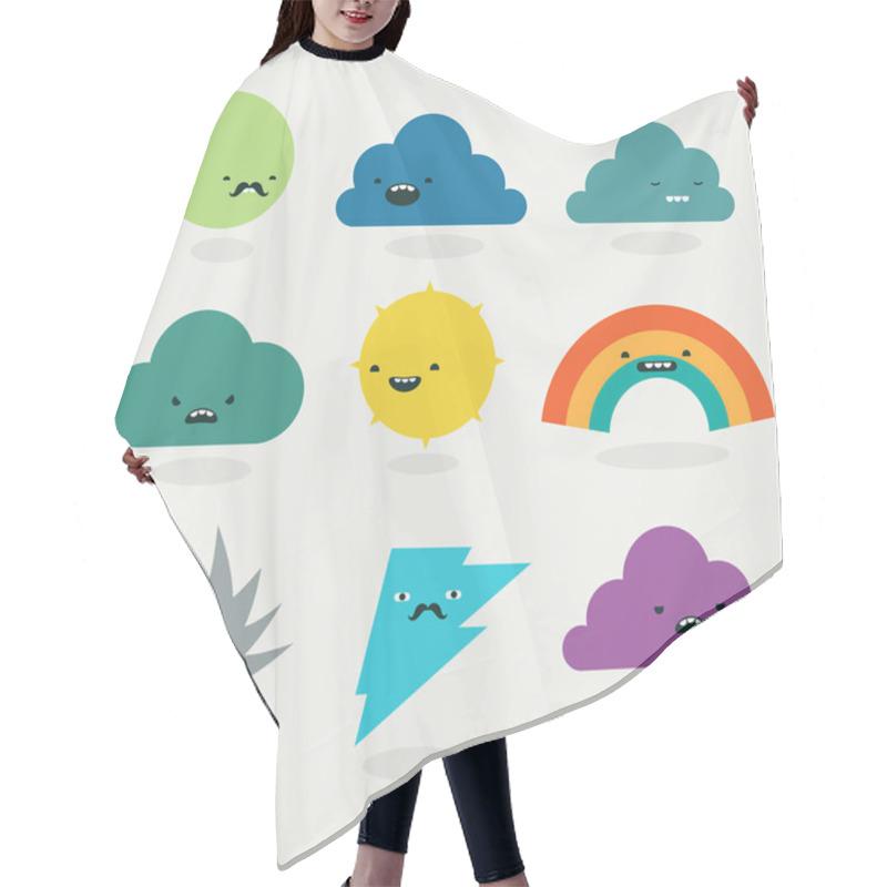 Personality  Cute Weather Emojis Characters Collection Hair Cutting Cape